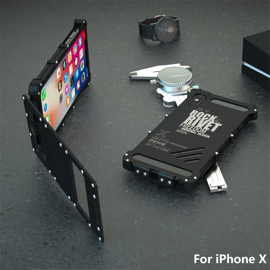 Для iPhone X R-JUST флип-чехол «Железный человек» противоударный металлический Алюминиевый противоударный чехол для iPhone X для iPhone 10