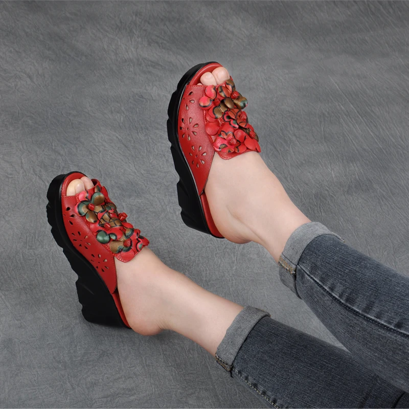 Женские кожаные тапочки на высоком каблуке 7 см коллекция 2019 года Летняя обувь