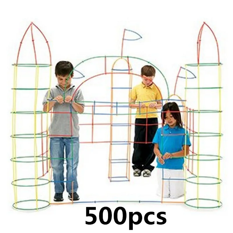 500 шт Пластиковые 4D соломенные строительные блоки для мальчиков и девочек, забавные развивающие игрушки