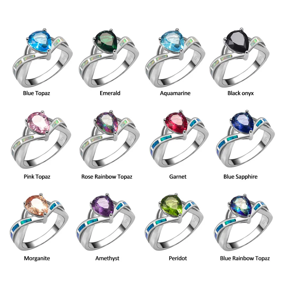 Женское серебряное кольцо с имитацией аквамарина и белым огненным опалом