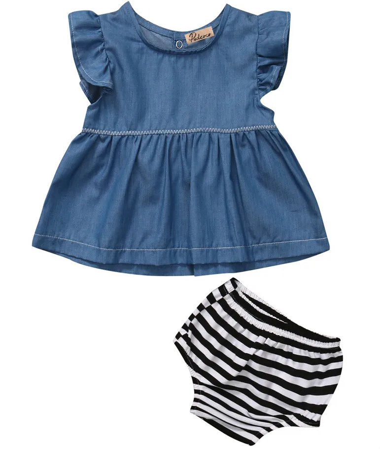 Детское джинсовое платье для маленьких девочек от 0 до 24 месяцев в наличии США Топ