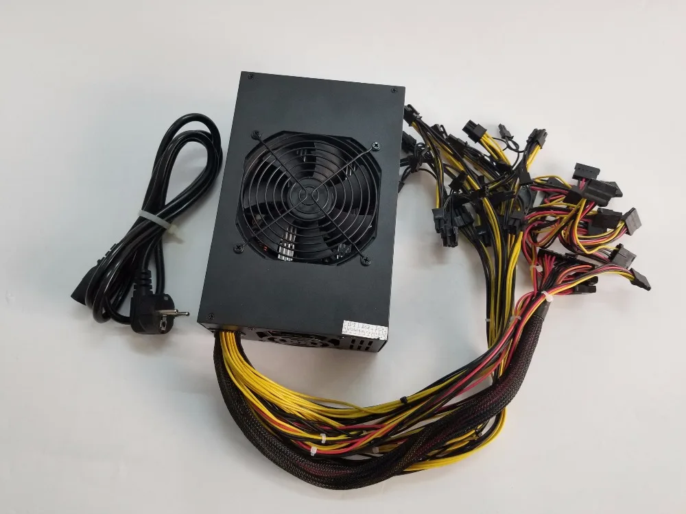 

ETH mining power 1600W 12V 133A Including 25PCS 2P 4P 6P 8P 24P connectors withe 3 pcs cooling fan gold power supply