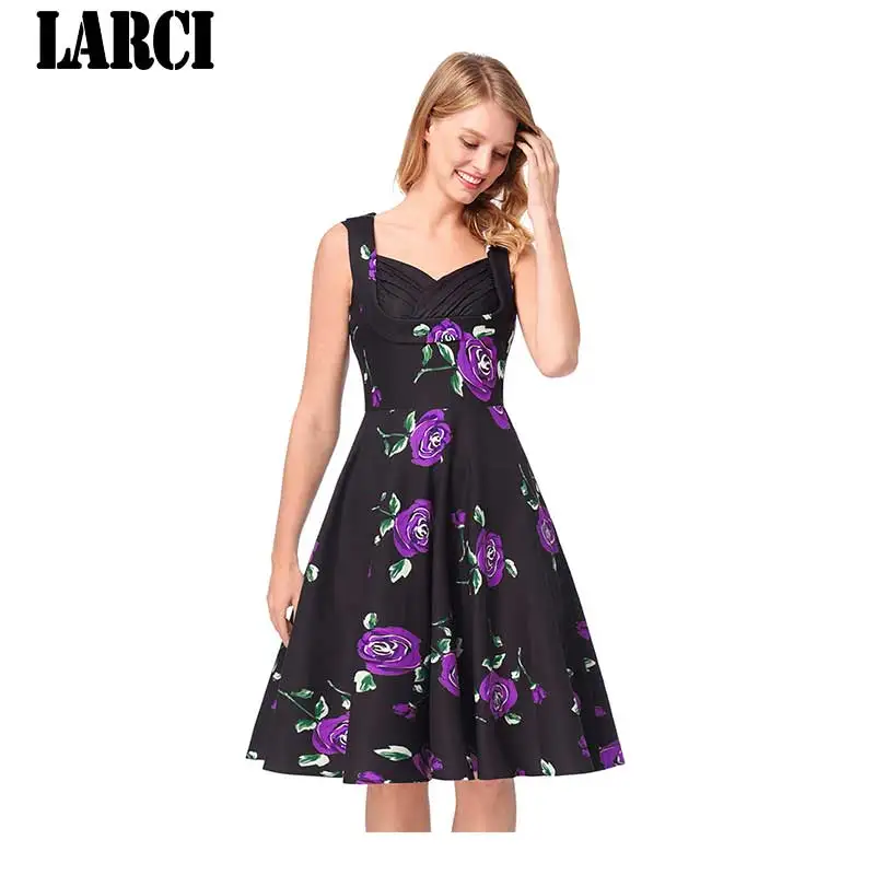 LARCI Винтажное платье 2018 новые летние с круглым вырезом без рукавов vestidos Для