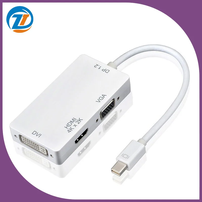 Адаптер Mini DP three in one поддерживает конвертер 4 K * 2 на vga + dvi hdmi.| |