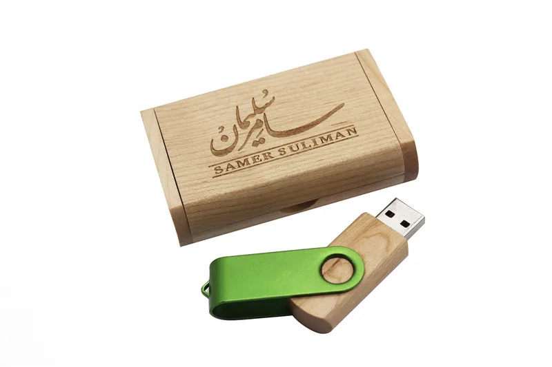 JASTER поворотный USB флеш-накопитель 4 ГБ 8 ГБ 16 ГБ 32 ГБ usb 2,0 флеш-накопитель деревянная коробка печать логотипа на заказ