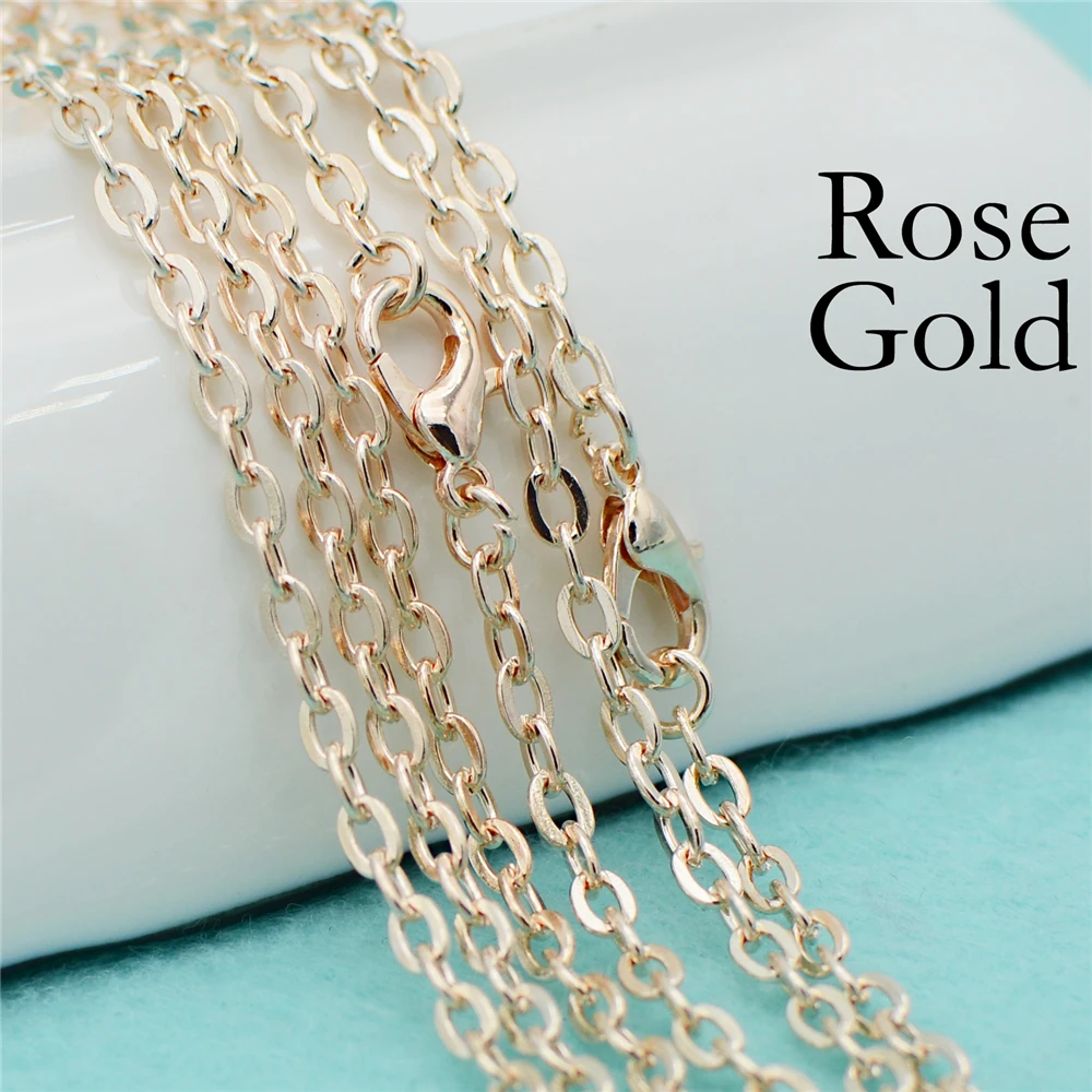 Rose Gold 50 шт.-18/24/30 дюймы, серебряная цепочка Цепочки и ожерелья, серебряный кабель цепи, серебро цепи Rolo, серебро, Цепочки и ожерелья цепи, серебро, Platd цепи - Окраска металла: Rose Gold