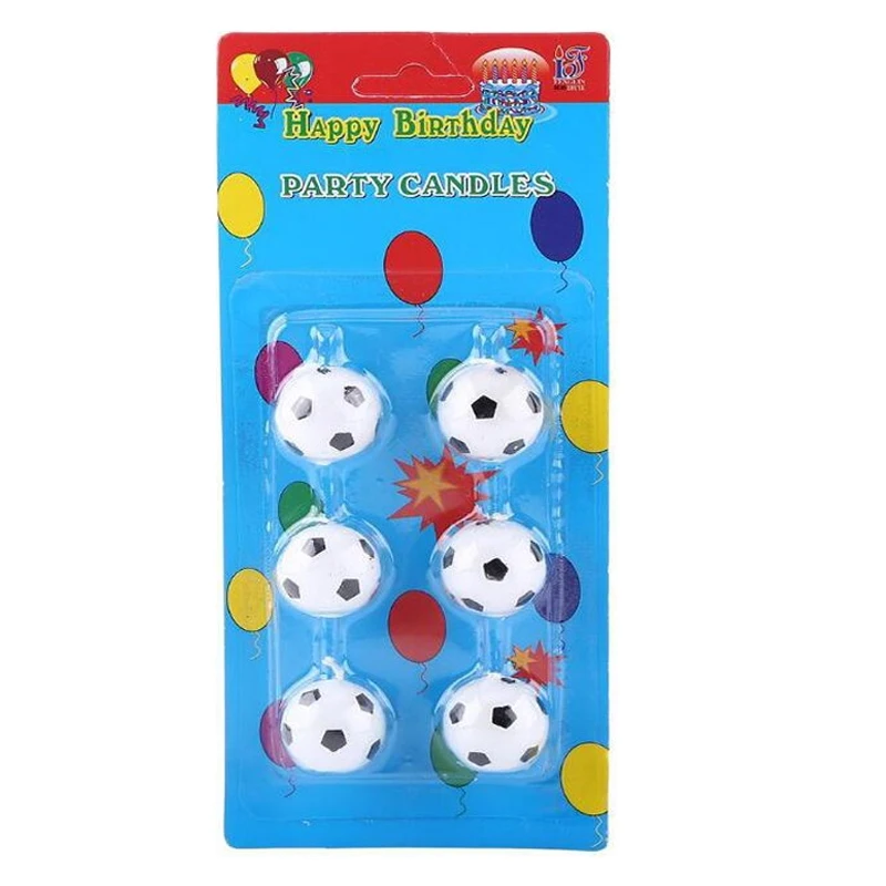 6pcs candle 3-х уровневая подставка для кекса упаковочных материалов, Футбол вечерние Товары для детей Baby Shower День рождения Декорации Дети пользу - Цвет: 6pcs candle