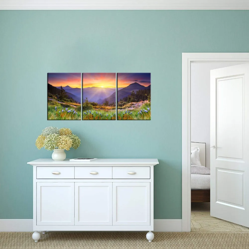 Постеры Настольный настенный Декор для дома современный 3 панели красивый восход