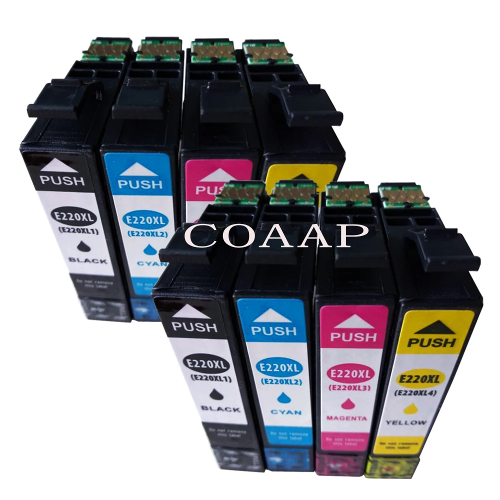 

8 Pack T220XL Black + Color Non-OEM T2201 T2202 T2203 T2204 Ink Cartridge For Epson XP320 XP420 XP424 WF-2630 WF-2650 WF-2660