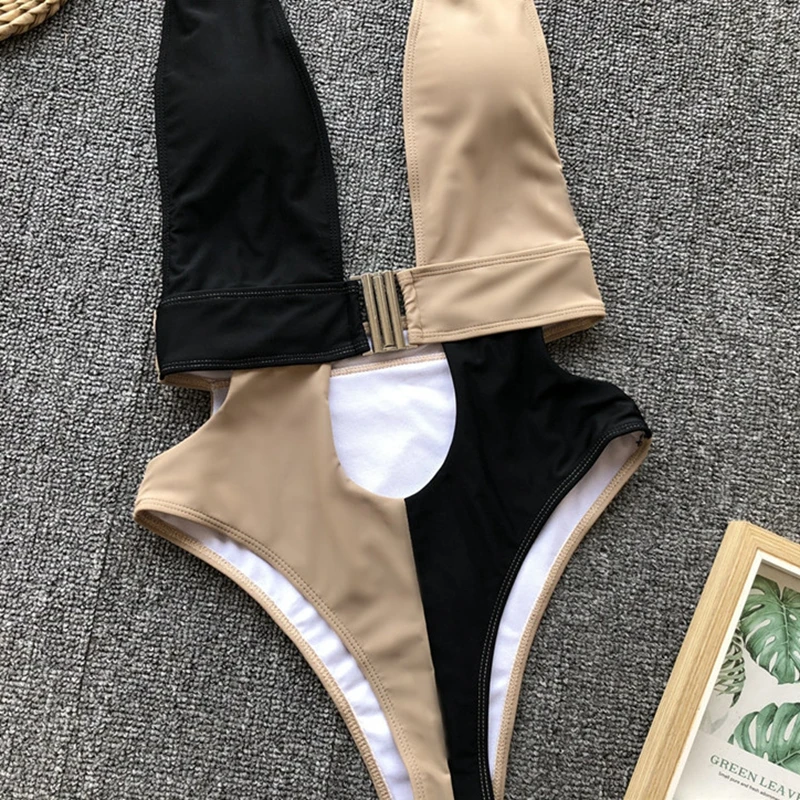 Женский купальный костюм с глубоким v образным вырезом сексуальный цельный