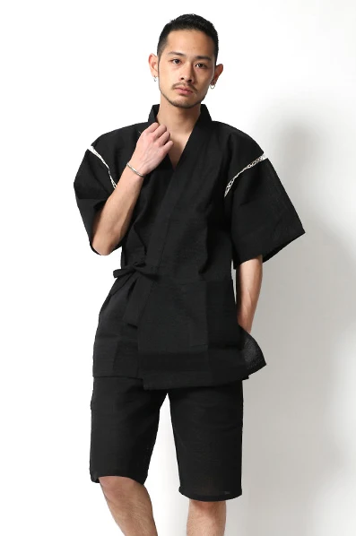 Мужской пижамный комплект кимоно с короткими рукавами рубашка юката брюки