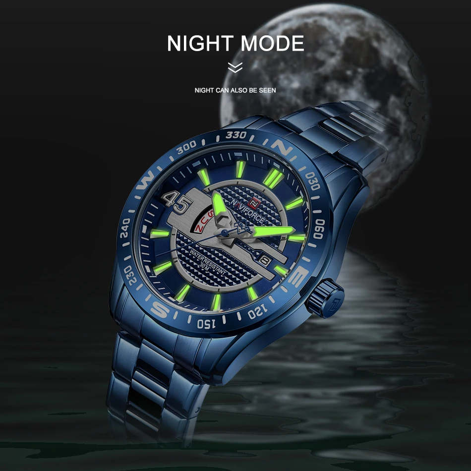 Мужские наручные часы naviforce модные золотые кварцевые наручные часы мужские полностью стальные водонепроницаемые часы мужские часы с календарем Relogio Masculino