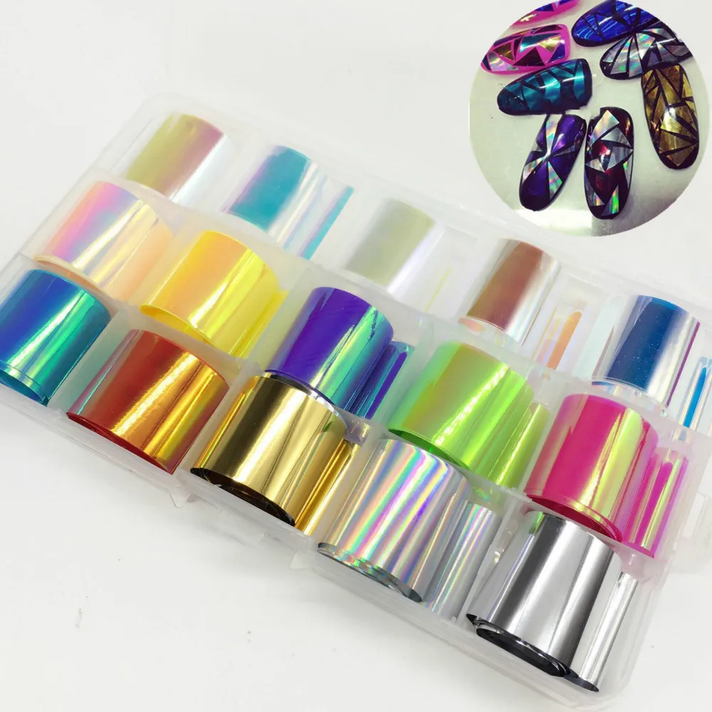 1 коробка Holo Nail Art Звездная трава бумажная наклейка Аврора карамельный цвет наклейки для ногтей УФ-гель ногти "сделай сам" советы одеяло с декором маникюрные инструменты