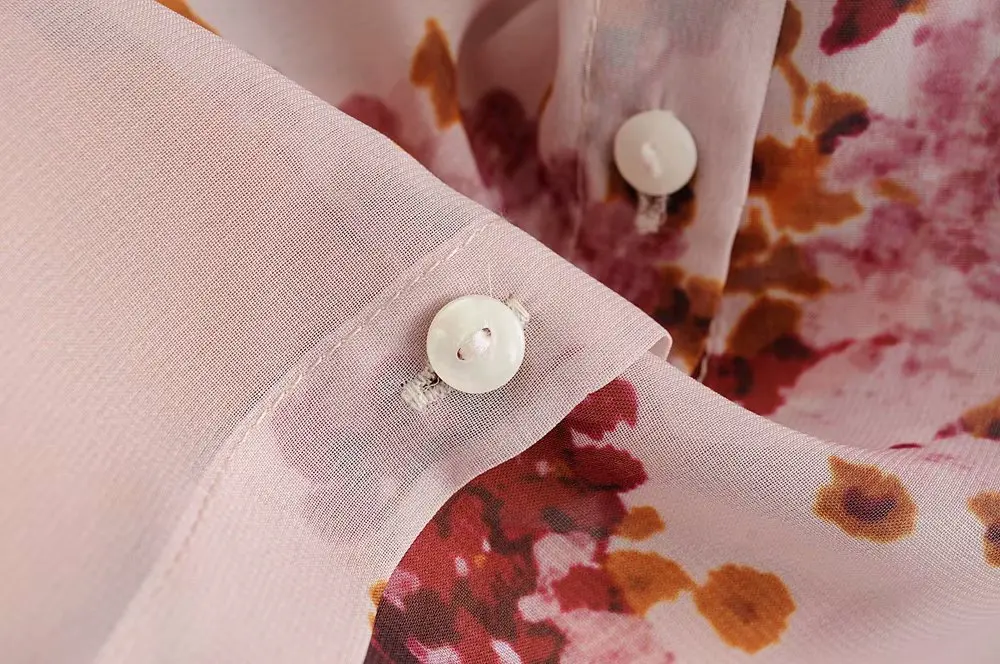 Женская модная прозрачная шифоновая блузка с цветочным принтом женская