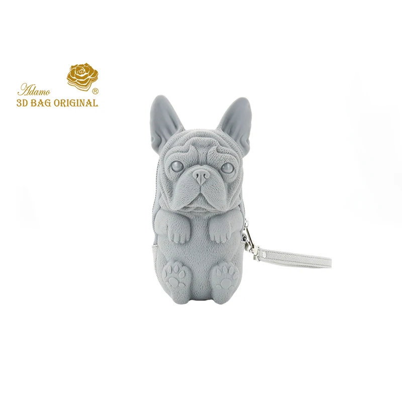 Adamo, 3D сумка,, Fred, французский бульдог, клатч с ремешком, модный кошелек, женский кошелек, женский клатч, Длинный кошелек - Цвет: Dark grey