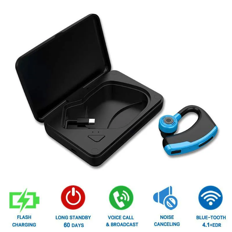 Blue-V10-B Новинка V9 V10 беспроводные bluetooth-наушники с громкой связью, с управлением шумом, Бизнес Беспроводная bluetooth-гарнитура с микрофоном для спорта и вождения - Цвет: Blue-V10-B
