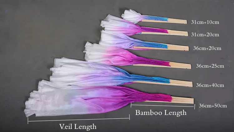 Двусторонняя вуаль из натурального шелка разных цветов, парная вуаль Chiense Kite Fan Dancer, реквизит для выступлений, большой размер