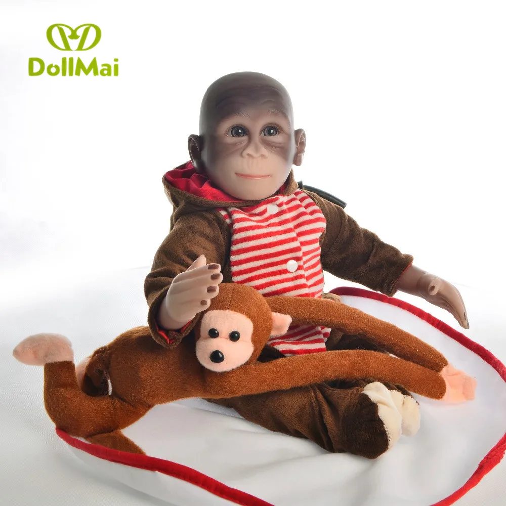 Macaco bonecas reborn 19 &quot46 см мягкие силиконовые куклы для новорожденных игрушки косплея