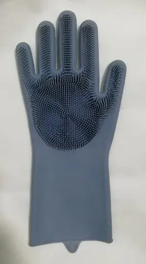 Gray 1 пара(2 шт.) волшебные перчатки для мытья посуды экологически чистые скруббер чистящие кухонные перчатки для ванной - Цвет: Gray