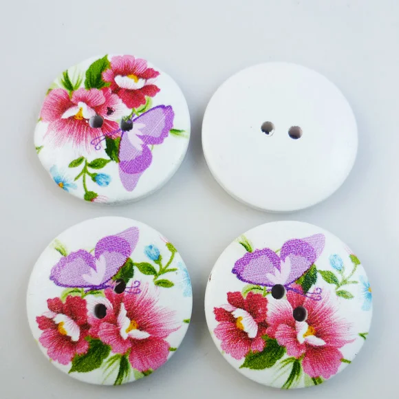 

10PCS 30MM Butterfly Painting Wooden Buttons Coat Boots Sewing Clothes Accessory Tree Button Garment MCB-234