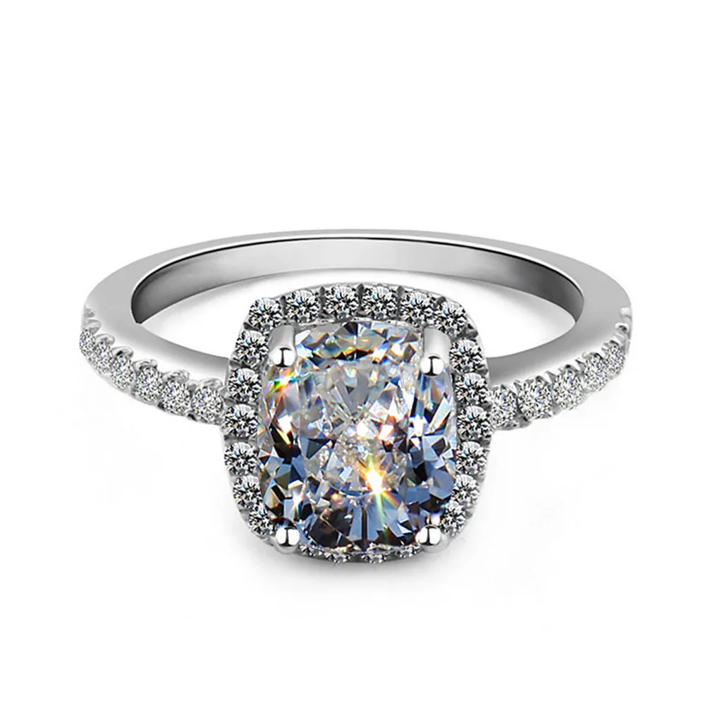 Классическое обручальное кольцо из камня с фианитами Четыре Зубца для женщин