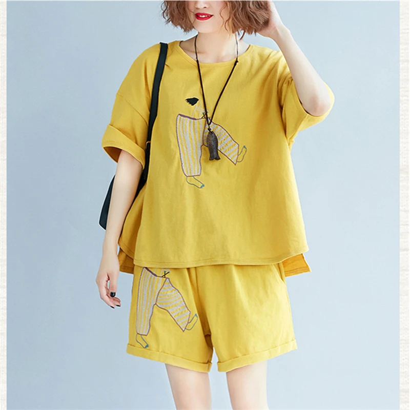 Модная футболка женские комплекты из двух предметов лето 2020 Корейская Новинка