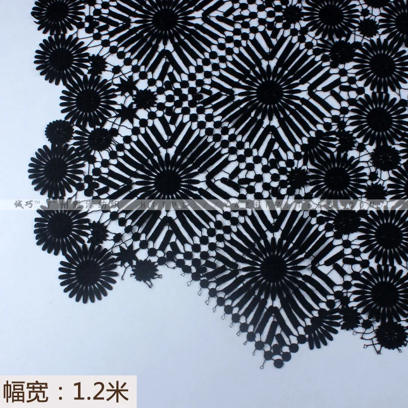Супер Высокое Качество Черный квадрат круг сетка кружева вышитые ткани