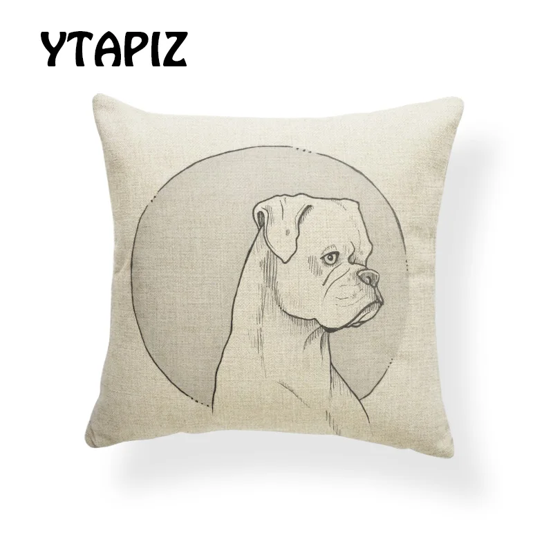 Простой Эскиз Портрет Whippet такса американский стаффордширский терьер микс подушки набор 45X45 см полиэстер диван декор подушки