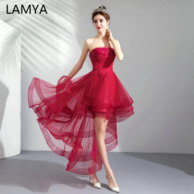 LAMYA 2023 банкетные платья с высоким и низким вырезом, кружевное винтажное короткое спереди сзади длинное вечернее платье с длинным хвостом, формальное платье с фестонами