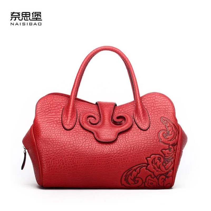 2020 новые кожаные сумки китайские ретро сумка через плечо кожаная ручная | Багаж и