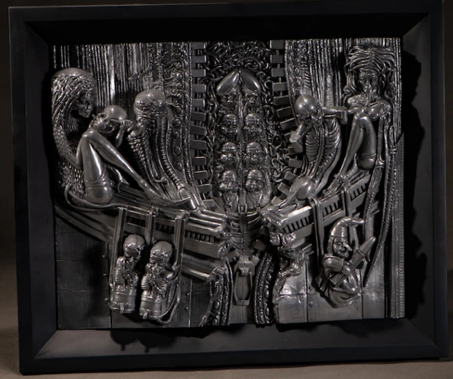7kg43cm* 37 см H R. Giger коллекция искусства холодного литья алюминия 3D тиснение Декоративная скульптура инопланетянин настенные картины