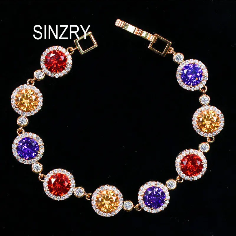 SINZRY NEW красочные браслеты с кристаллами из циркония кубической формы, модные круглые браслеты для женщин, корейские ювелирные украшения в подарок.