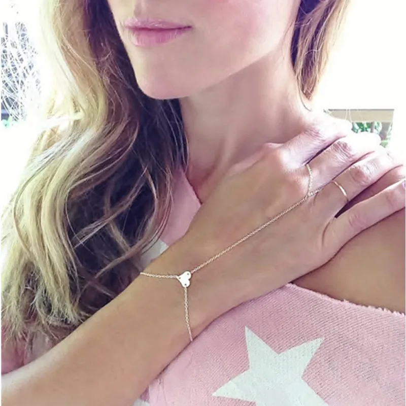 NS36 New Fashion Minimalist Pulseira Bijoux Fine Dainty Heart Tiny Bracelet &amp Bangle Charm Chain for Women Jewelry Gift | Украшения и