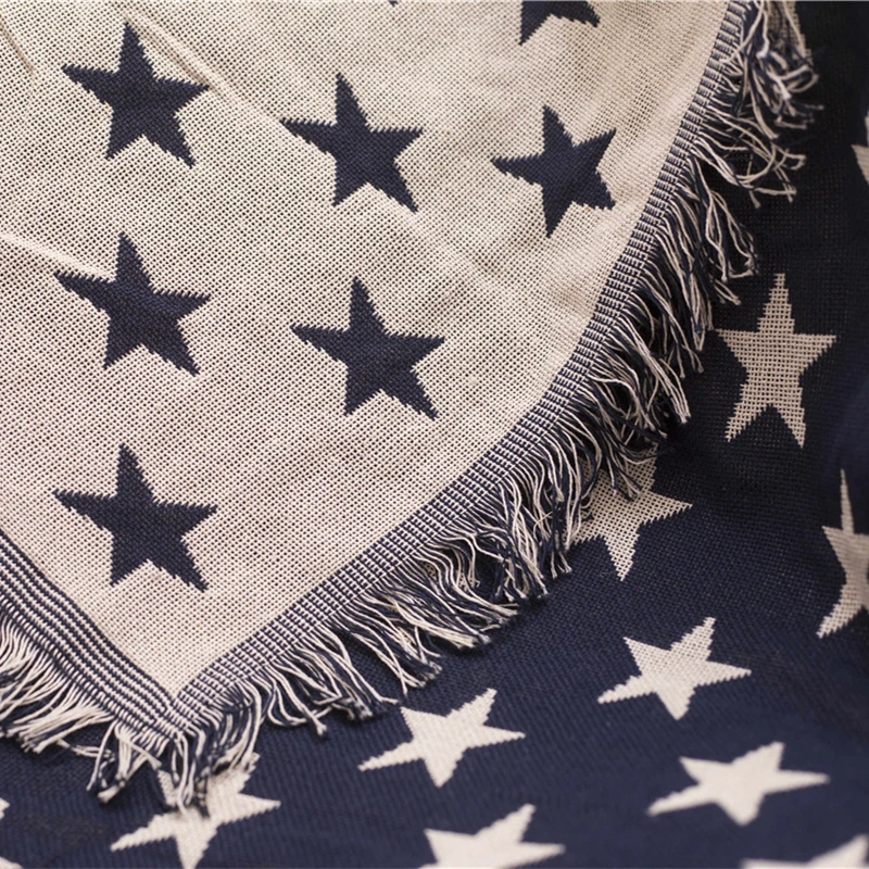 Двухстороннее винтажное Хлопковое одеяло прочное переносное для кемпинга ретро