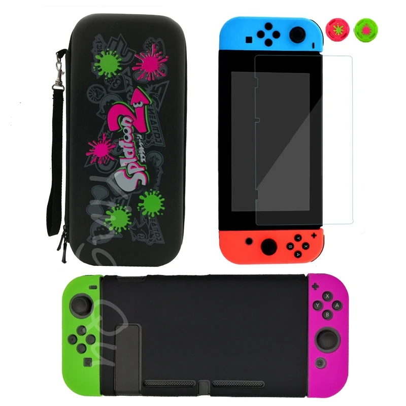 7 в 1 для Nintendo Switch NS консоль сумка для хранения из закаленного стекла протектор экрана+ силиконовый чехол для контроллера Joy-Con