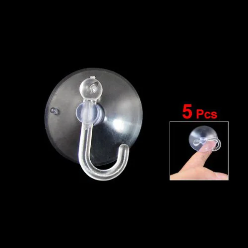 

5 pcs Bathroom Kitchen Glass Clear Suction Cup Hook Wall Hangers