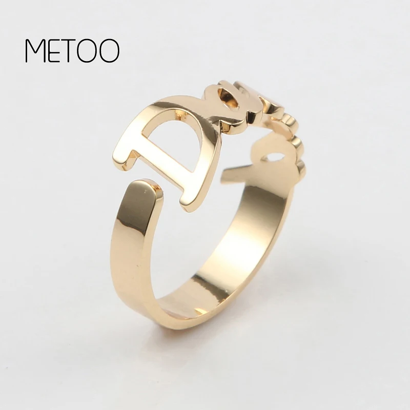 METOO буквы пользовательское имя кольцо для женщин розовое золото открытые женские