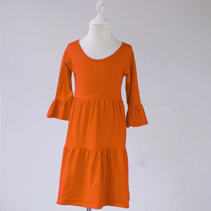 

fashion style girls high quality pure color cake dress baby long sleeve tunic kids one-piece beautiful princess dress