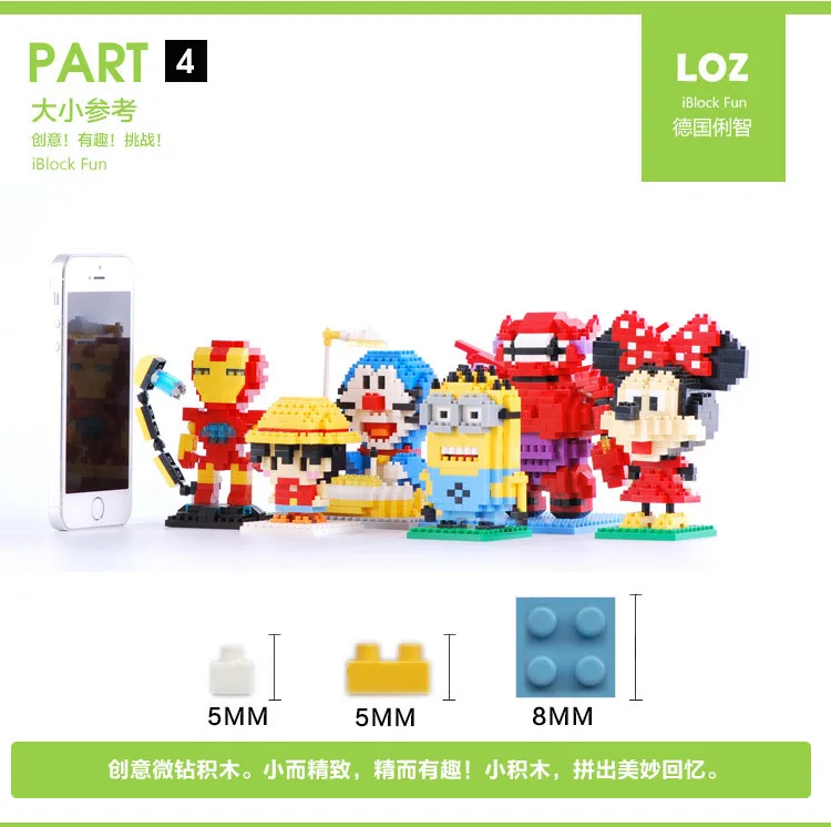 Горячие DIY 3D LOZ Алмазные Строительные блоки дети куклы Супер Герой Мстители