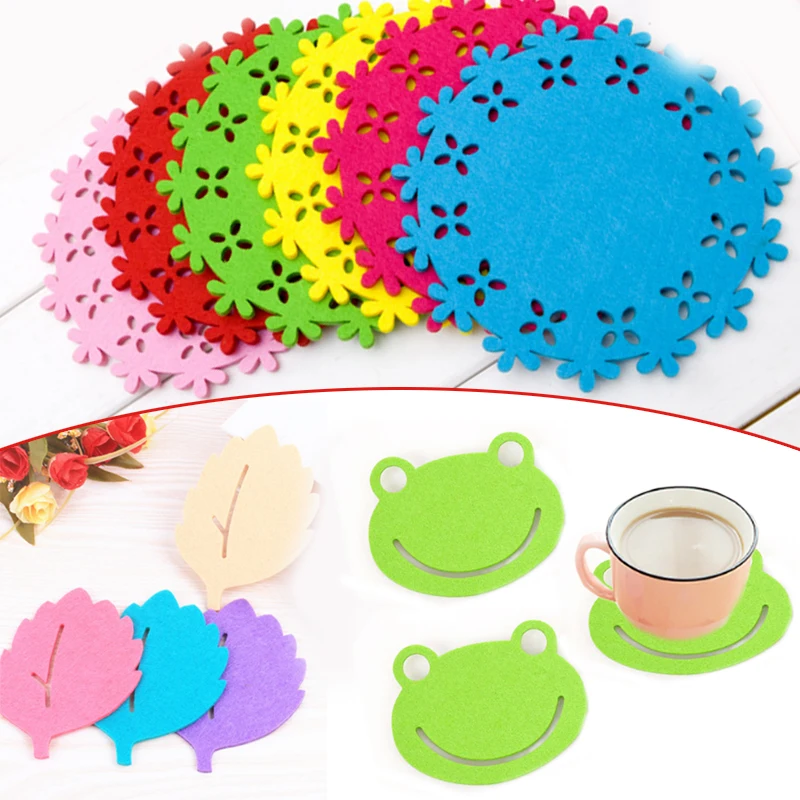 Горячие 1 шт. листья лягушка форма войлока подстаканник Нескользящая