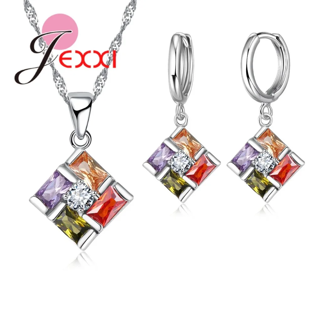 Комплект из колье и серёг серебра 925 пробы|wedding jewelry sets|earrings sethoop earring set |