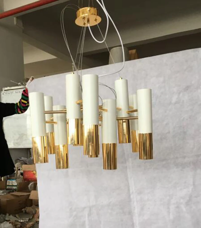 Железный постмодерн простой подвесной светильник черный белый золотой арт-деко