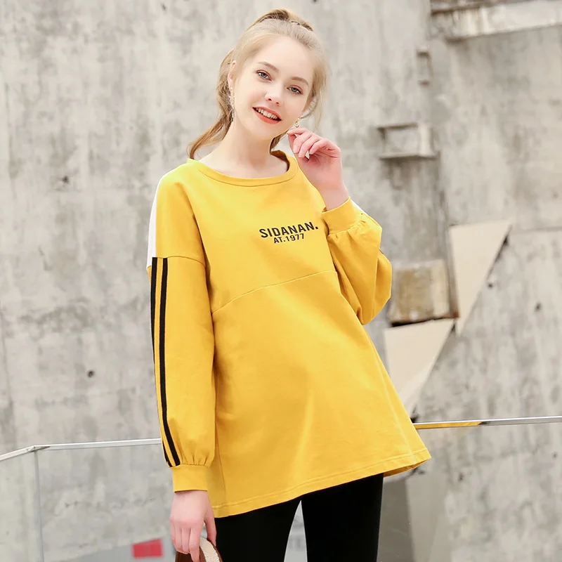 Yellow Regular Top Новинка весны, комплект для беременных и кормящих мам из топа и штанов, платье для беременных с длинным рукавом, весенние комплекты для беременных, комплект одежды для беременных - Цвет: Yellow Regular Top