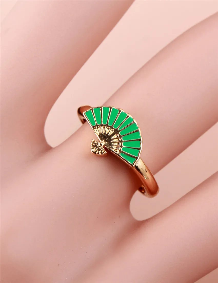 Желтое Золото Цвет Китайский зеленый вентилятор дизайн ожерелье серьги-гвоздики