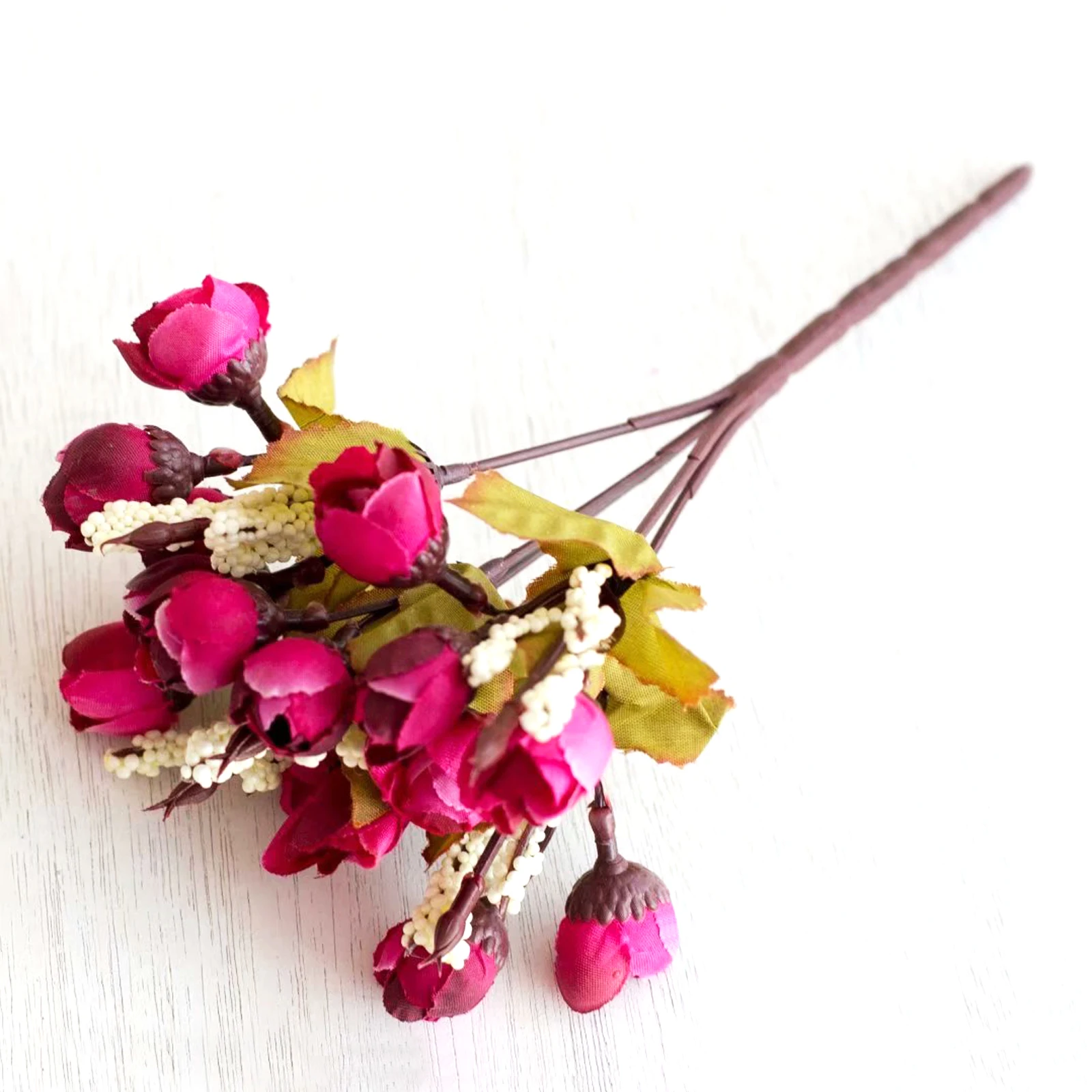 Искусственные цветы 15 головок Мини Роза Бутон поддельные букет для DIY свадебный