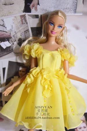 yellow Кукольное платье Симпатичный Желтый платье одежда для BB 1:6 куклы BBI1036 - Цвет: yellow