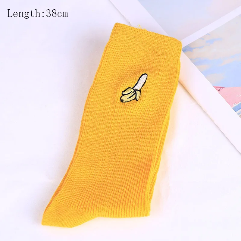 Носки с вышивкой в стиле ретро корейские длинные носки милыми рисунками фруктов