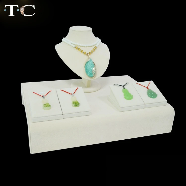 Jewelry Display Showcase Beige Velvet Holder for Necklace Bust Pendant Stand Rack Free EMS | Украшения и аксессуары