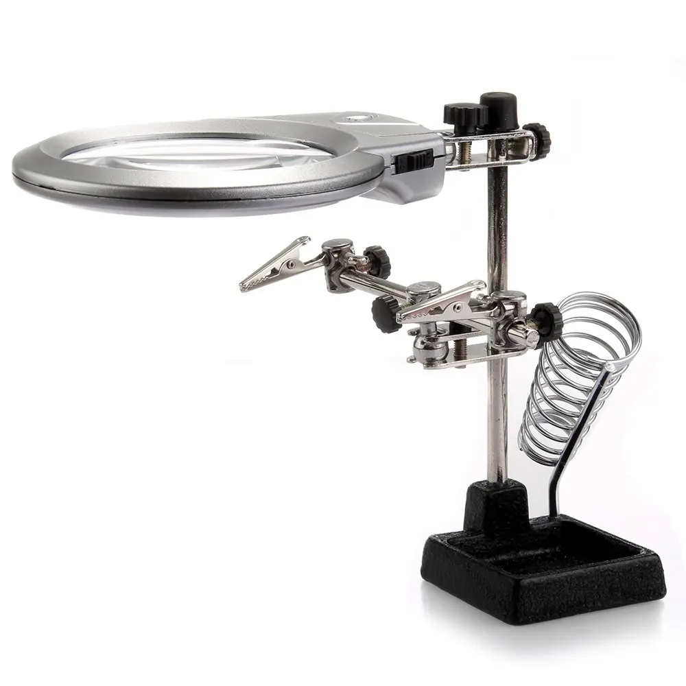 NFLC Tischlupe mit Staender 2 LEDs Klemme Multifunktion lampe Lupe |