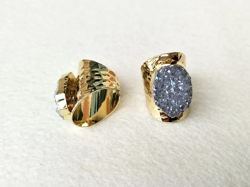 Кольцо золотого цвета с натуральным жемчугом 5 шт. кольца из кварцевого камня